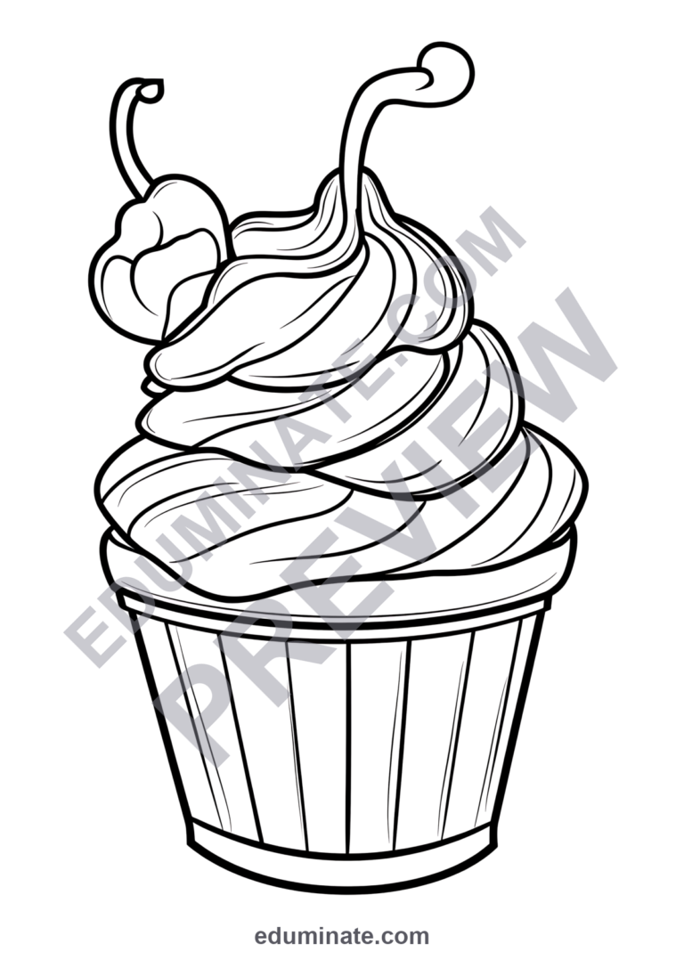 Sweet Bakery Coloring Sheets Cupcake and Sundae Printables 18 Dessert Pages sample page 2