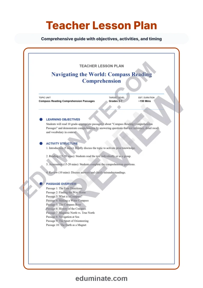 Compass Reading Comprehension Passages and Questions Packet for Grades 2-7 sample page 2