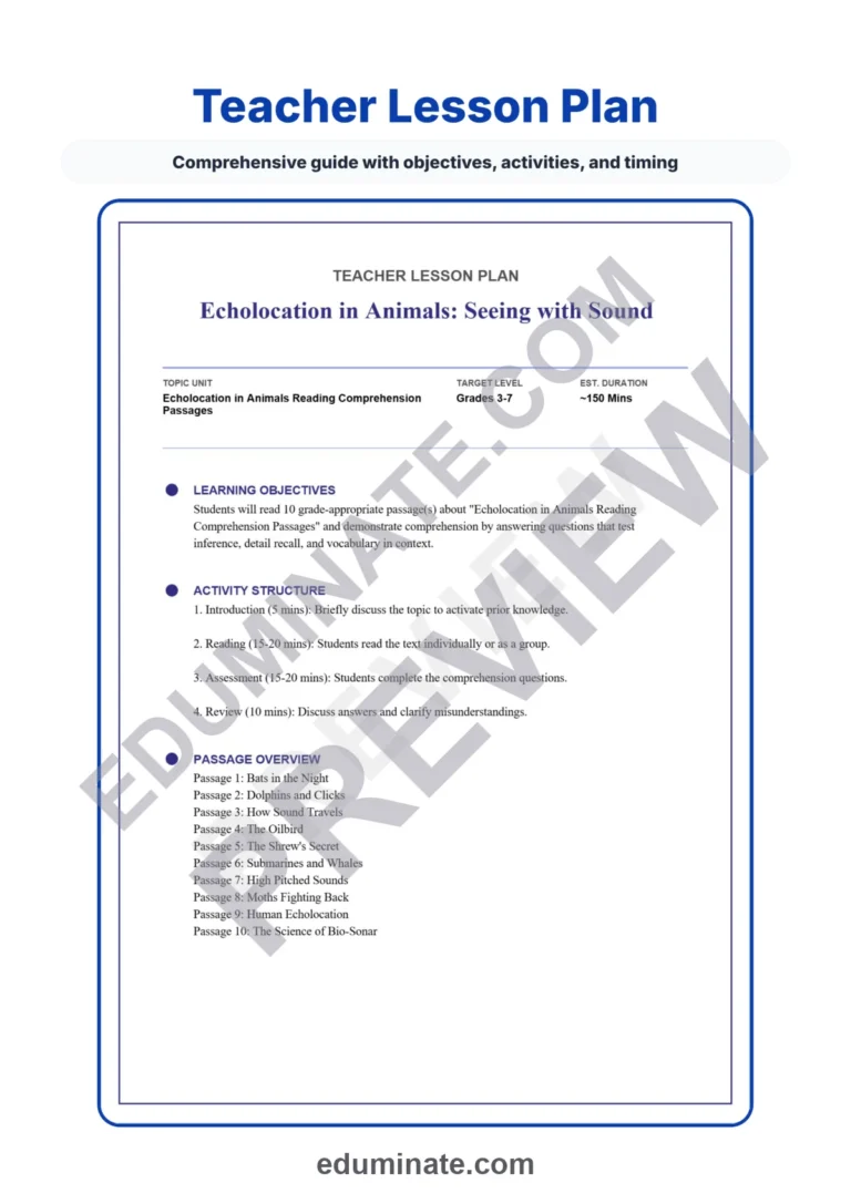 Echolocation in Animals Reading Comprehension Passages and Questions Grades 3-7 sample page 2