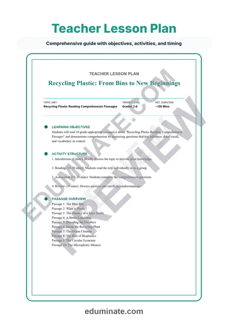 Recycling Reading Passages: Reading Passages with Answer Keys, Grades 2-6 sample page 2