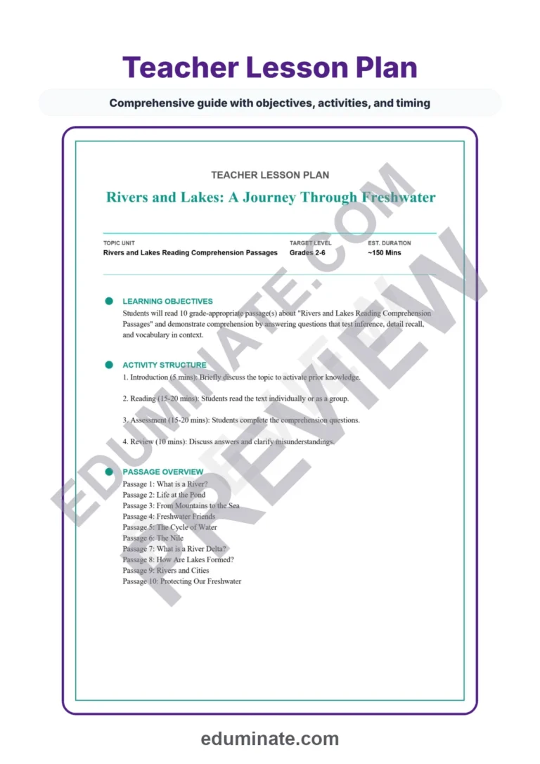 Rivers Worksheets: Reading Comprehension Passages with Answer Keys, Grades 2-6 sample page 2