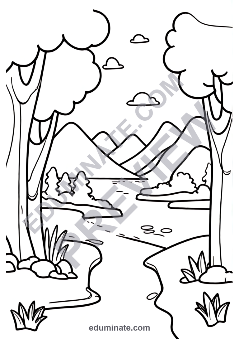 Landscapes Coloring Pages Nature Scenery Art 15 Easy Printable Worksheets sample page 2