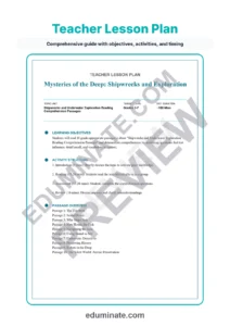 Shipwrecks and Underwater Exploration Reading Passages Worksheets 3rd 7th Grade page 2