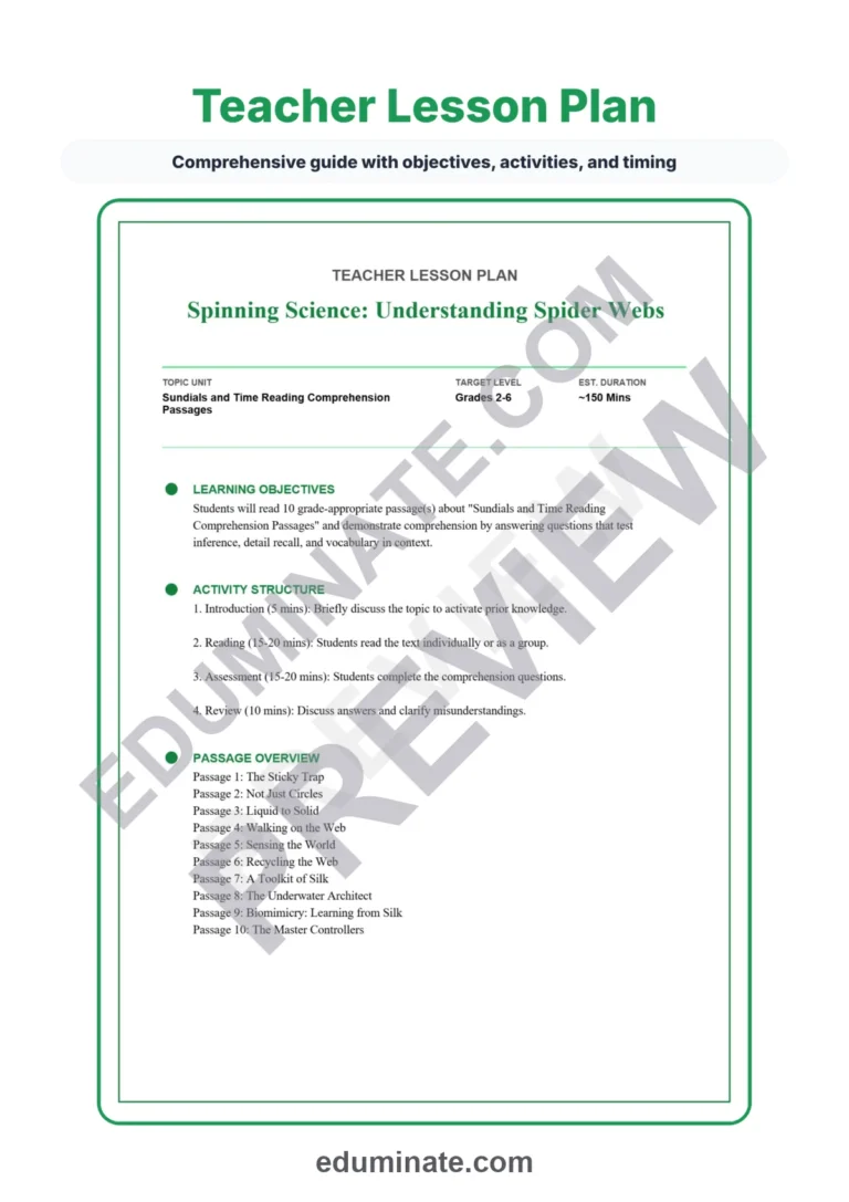 Spider Webs Reading Comprehension Passages Science Worksheets 2nd 6th Grade sample page 2