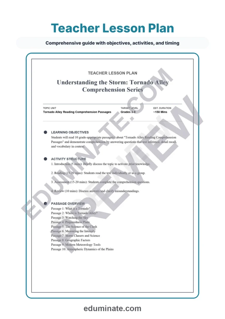 Tornado Worksheets: Reading Comprehension Passages with Answer Keys, Grades 3-8 sample page 2