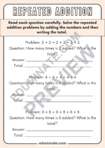 Repeated Addition Worksheets Equal Groups Multiplication Foundation Drills page 2