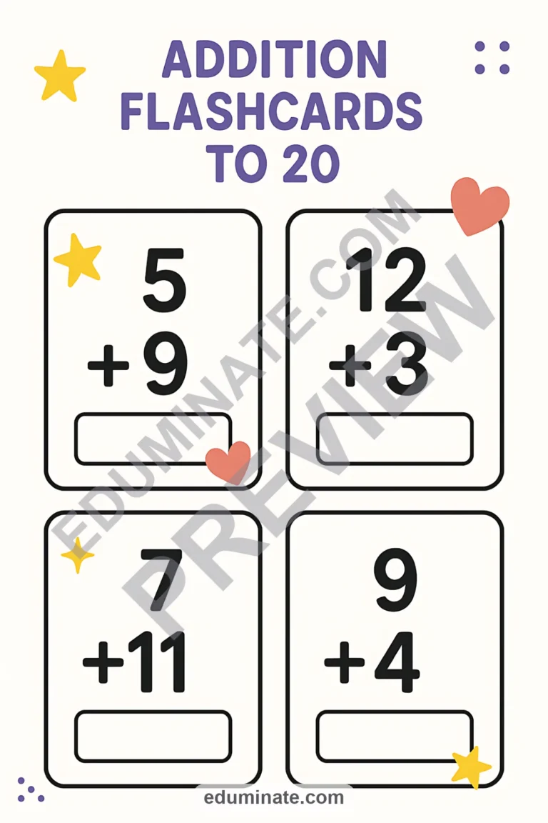 Addition Flashcards | Printable Addition Flashcards and Math Facts Practice sample page 2