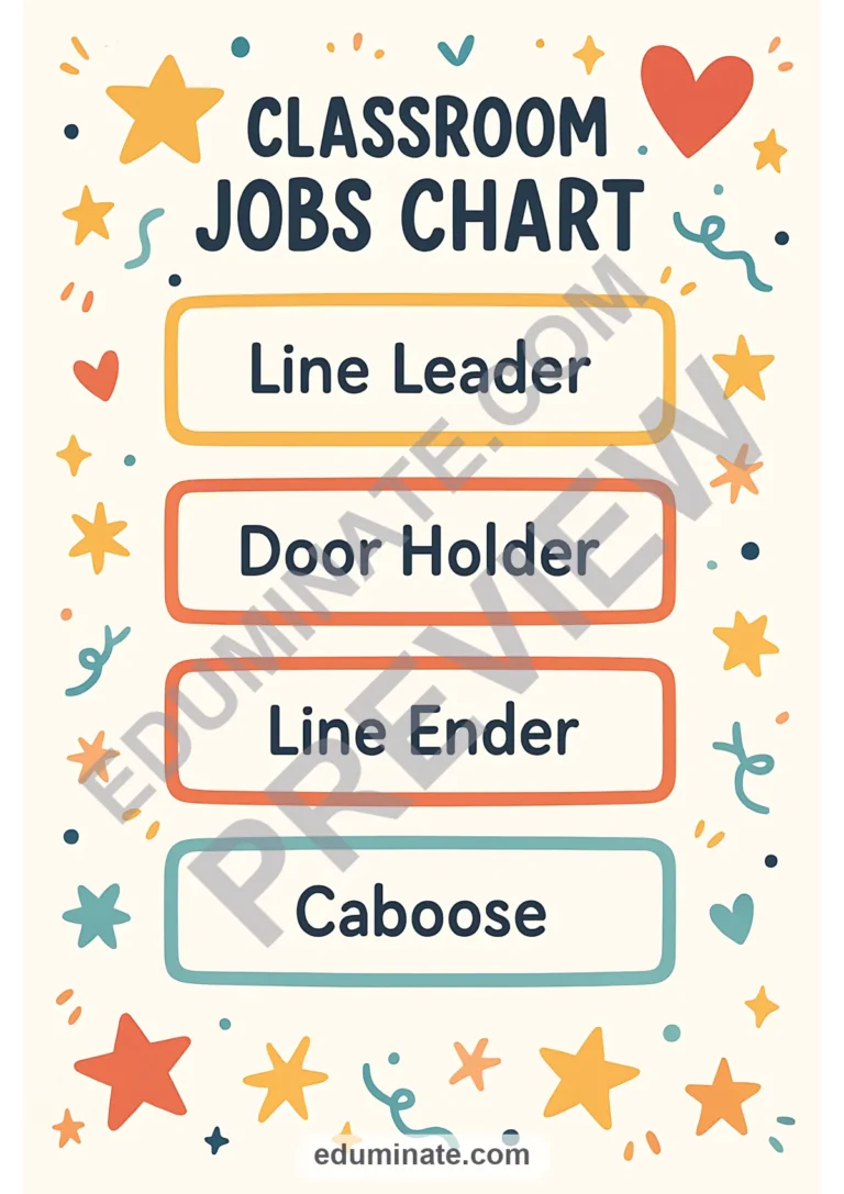 Jobs Chart for Classroom | Classroom Jobs Chart Printable | 34 Chart Pages sample page 2