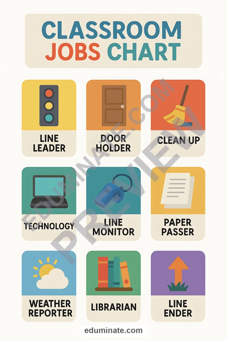 Preschool Classroom Jobs Chart | Classroom Jobs Chart with Pictures | 26 Pages sample page 2