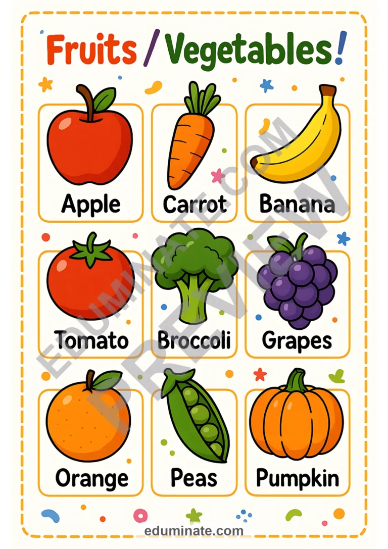 Fruits and Vegetables Flashcards | Printable Food Word Cards | 45 Card Pages sample page 2