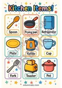 Kitchen Vocabulary Flashcards | Printable Kitchen Items Picture Cards | 43 Pages page 2