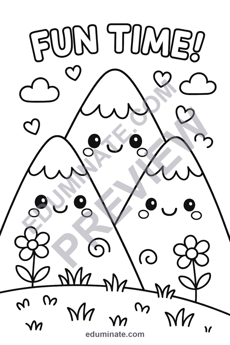 Mountains Coloring Pages 60 Cute Nature Scenery Art Activity Sheets Worksheets sample page 2