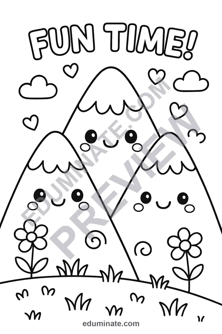 Mountains Coloring Pages 60 Simple Nature Scenery Sheets