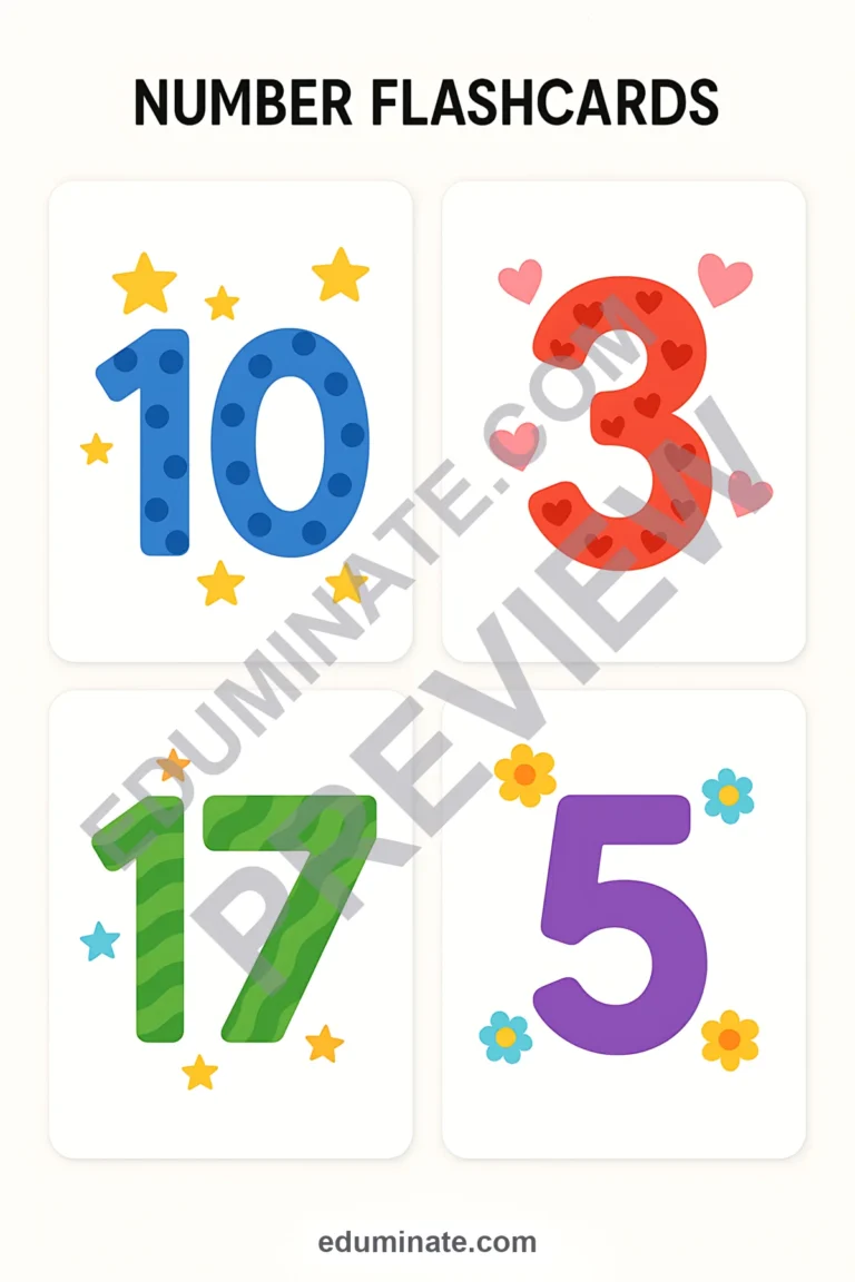 Number Flashcards 1-20 | Number Recognition Cards for Preschool | 66 Pages sample page 2