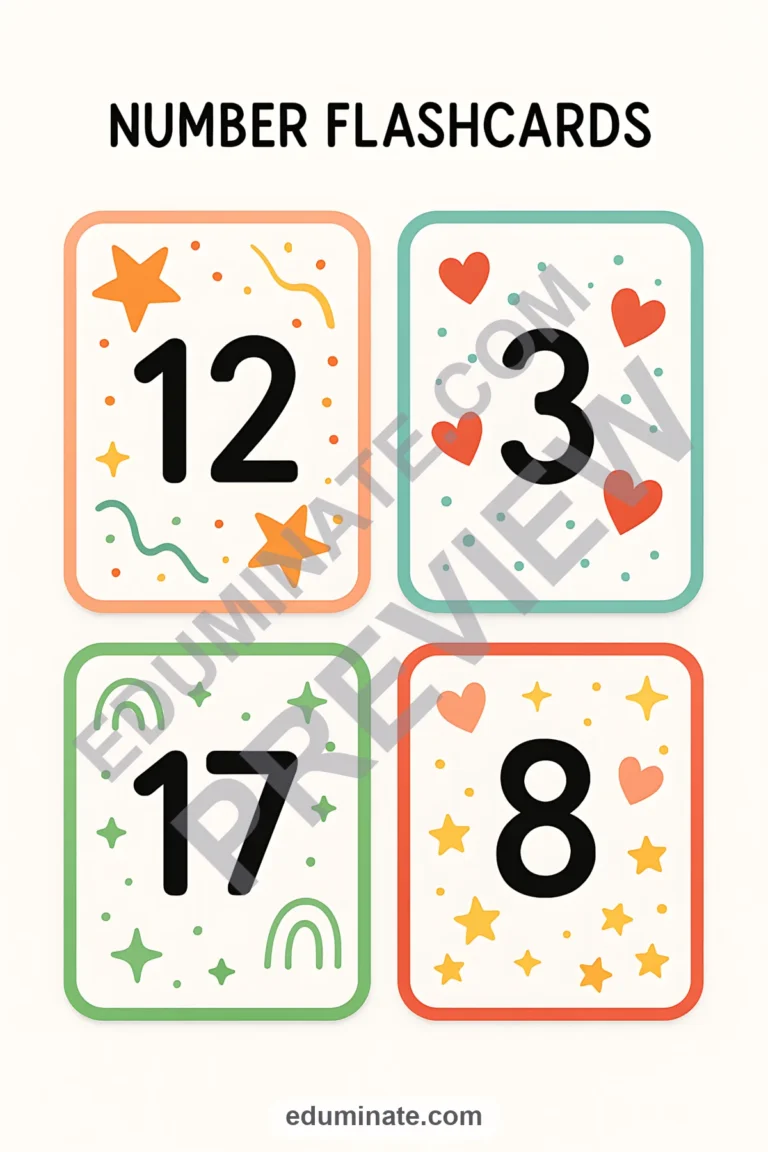 Printable Number Flashcards 1-20 | Number Cards for Toddlers | 66 Card Pages sample page 2
