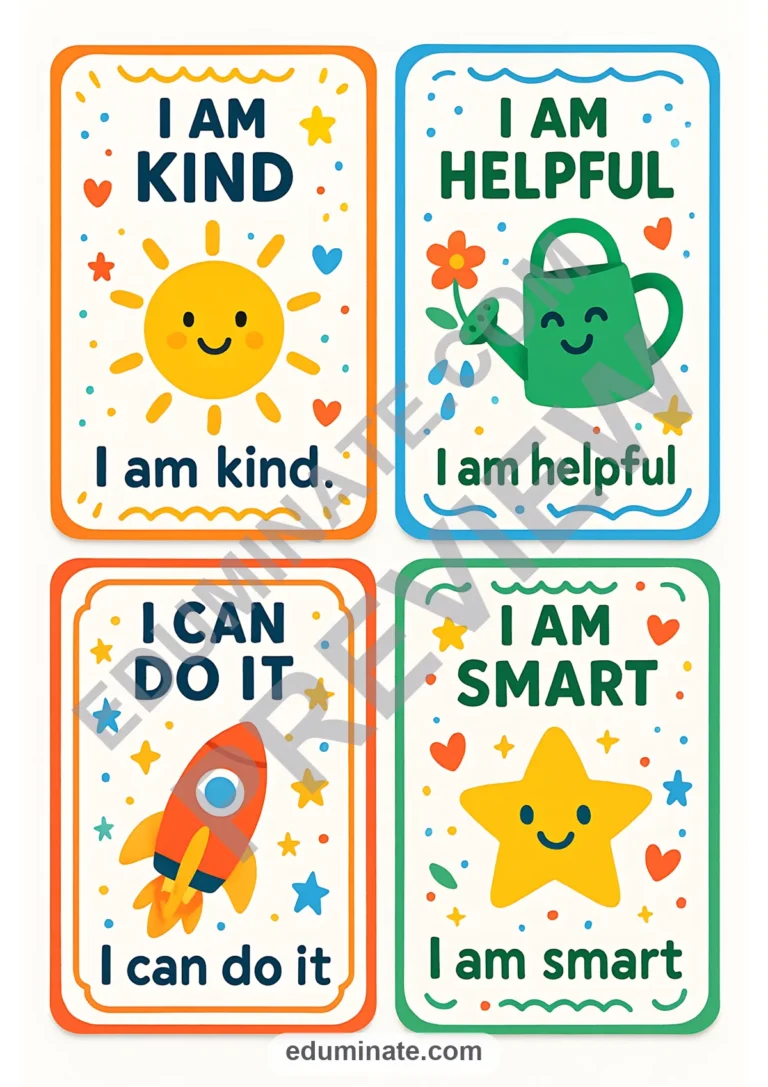 Positive Affirmation Cards | Printable Affirmation Cards for Kids | 30 Pages sample page 2