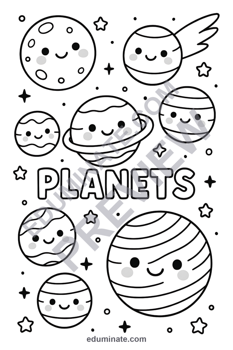 Planets Coloring Pages 31 Cute Outer Space Art Activities Printable Worksheets sample page 2