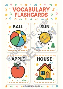 English Vocabulary Flashcards | Picture Word Cards for Pre-K | 26 Card Pages page 2
