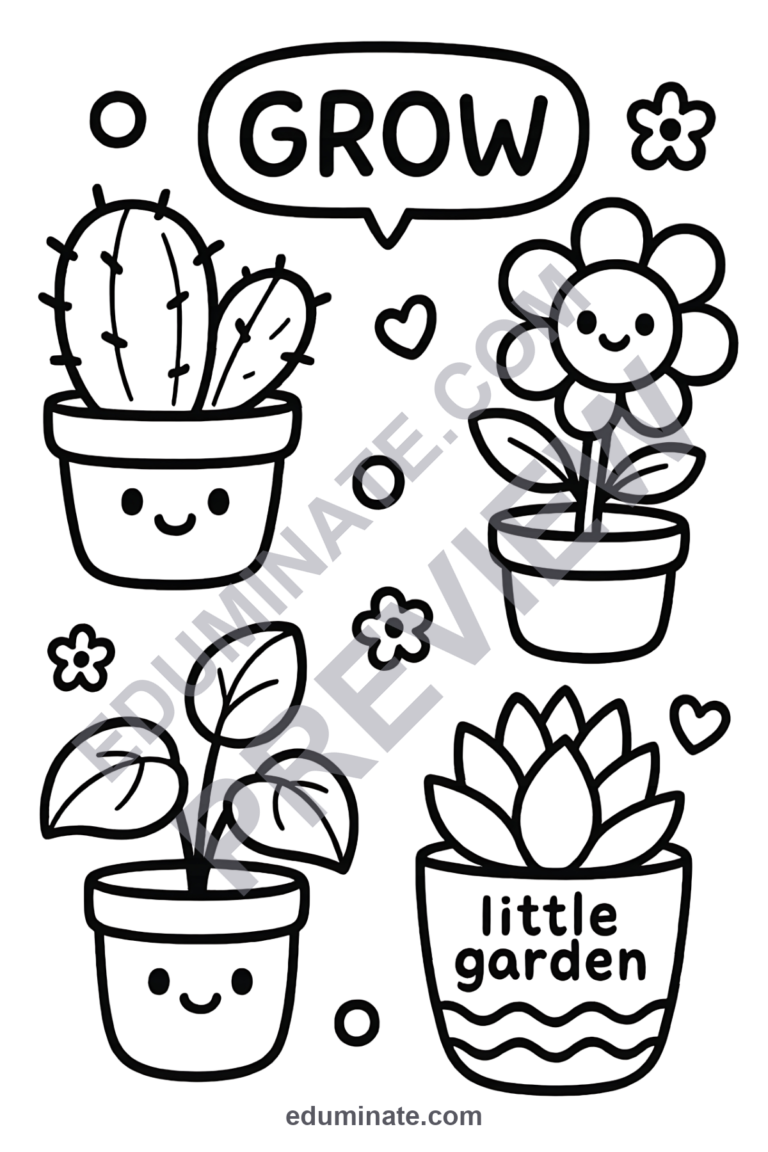 Plant Coloring Pages 80 Cute Potted Botanical Garden Art Activity Worksheets sample page 2