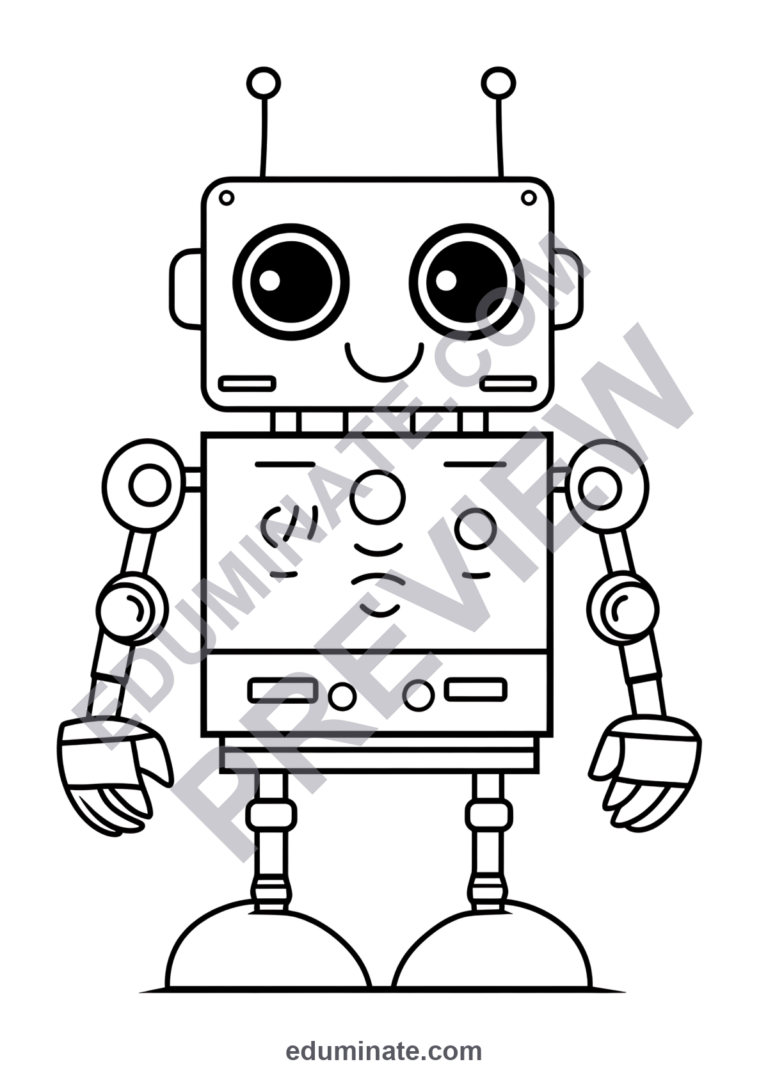 Robot Coloring Sheets 34 Cute Mech Armor Android STEM Art Activity Worksheets sample page 2
