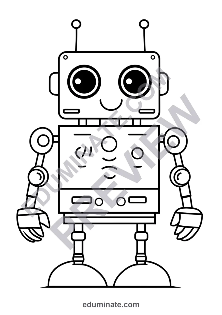 Robot Coloring Sheets 34 Simple Mech Android Art Pages