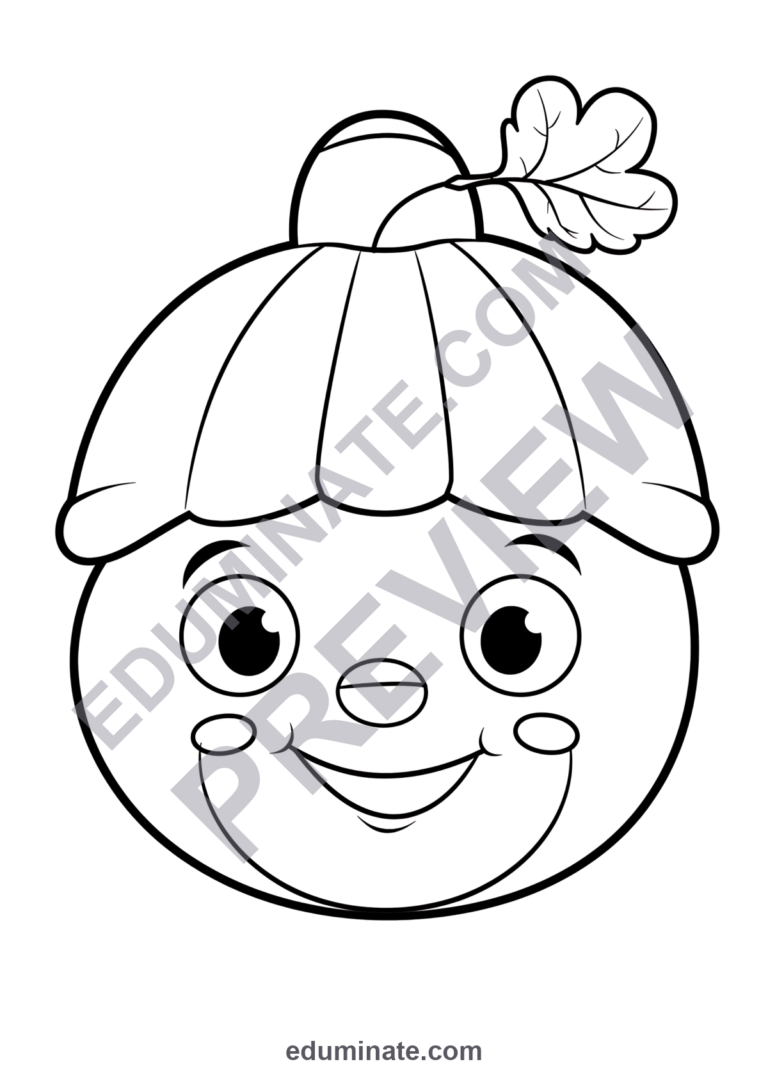 Acorn Coloring Pages | Fall Coloring Pages | Cute Autumn Printables for Kids sample page 2