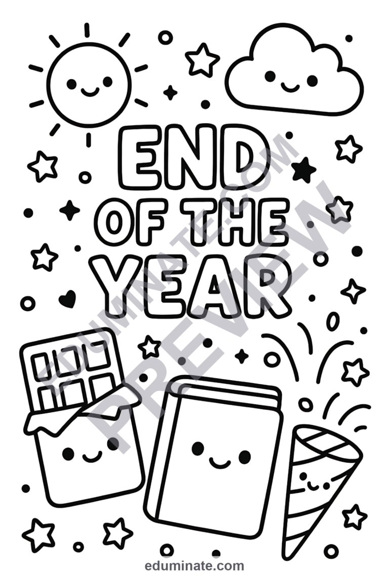 Year End Activities Coloring Sheets Last Day of School Party Pages 30 Sheets sample page 2