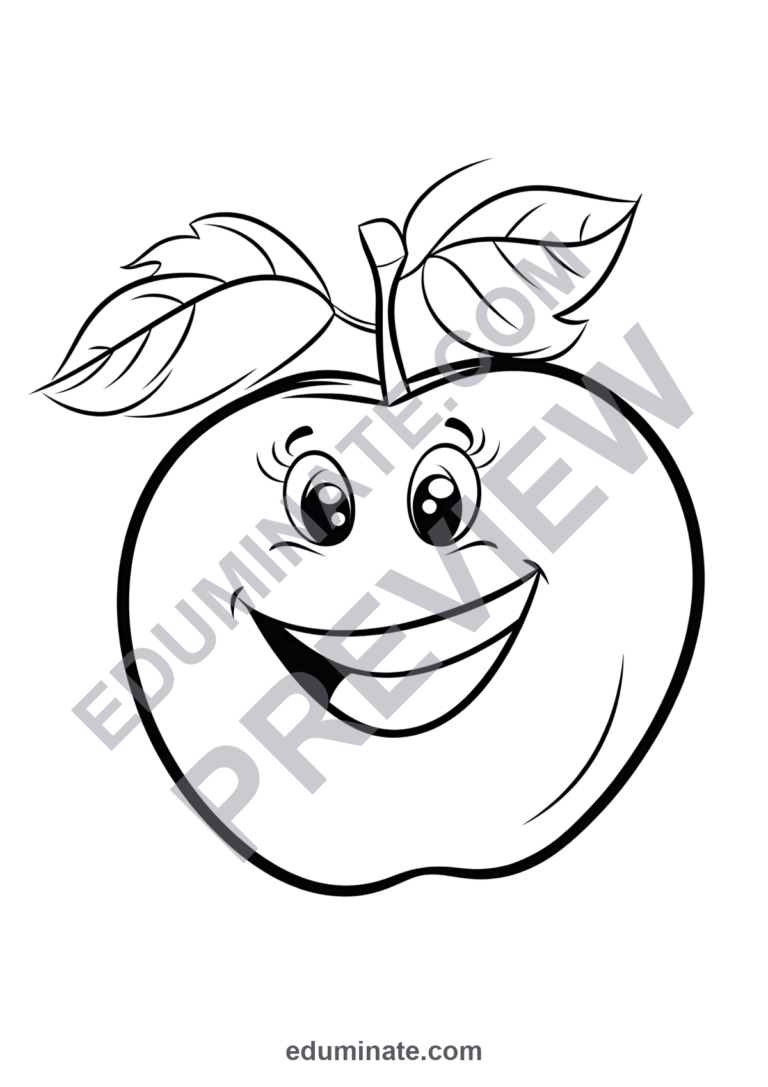 Apple Coloring Pages | Smiling Apples, Trees and Baskets | Big Printable Set sample page 2