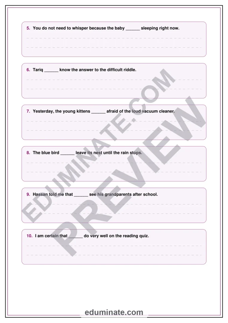 Contractions Worksheets – Sentences Practice Packet – Combining Words Exercises sample page 2