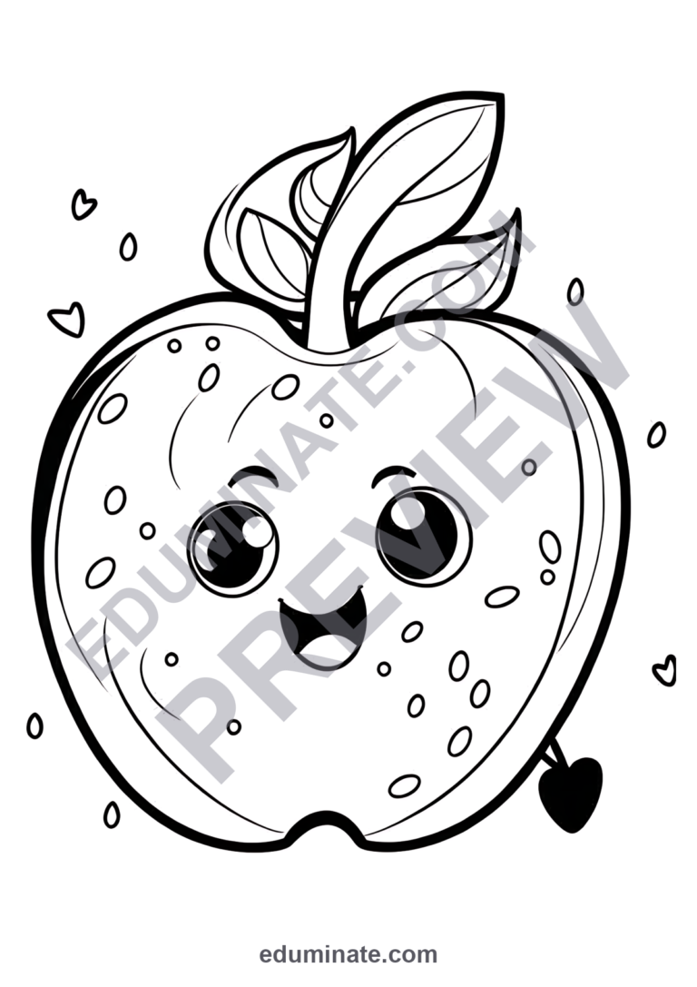 Apple Coloring Pages for Preschoolers | Fall Printables | Apple Trees and Faces sample page 2