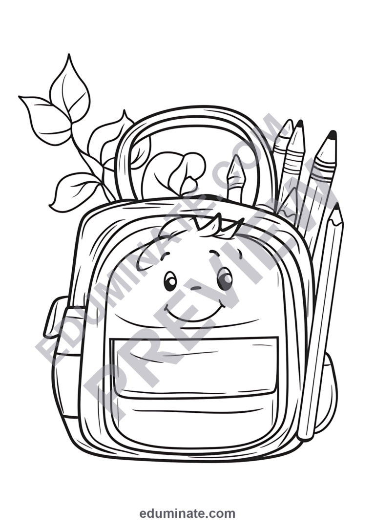 Back to School Coloring Sheets | Classroom Desk Pages | Study Art Activity sample page 2