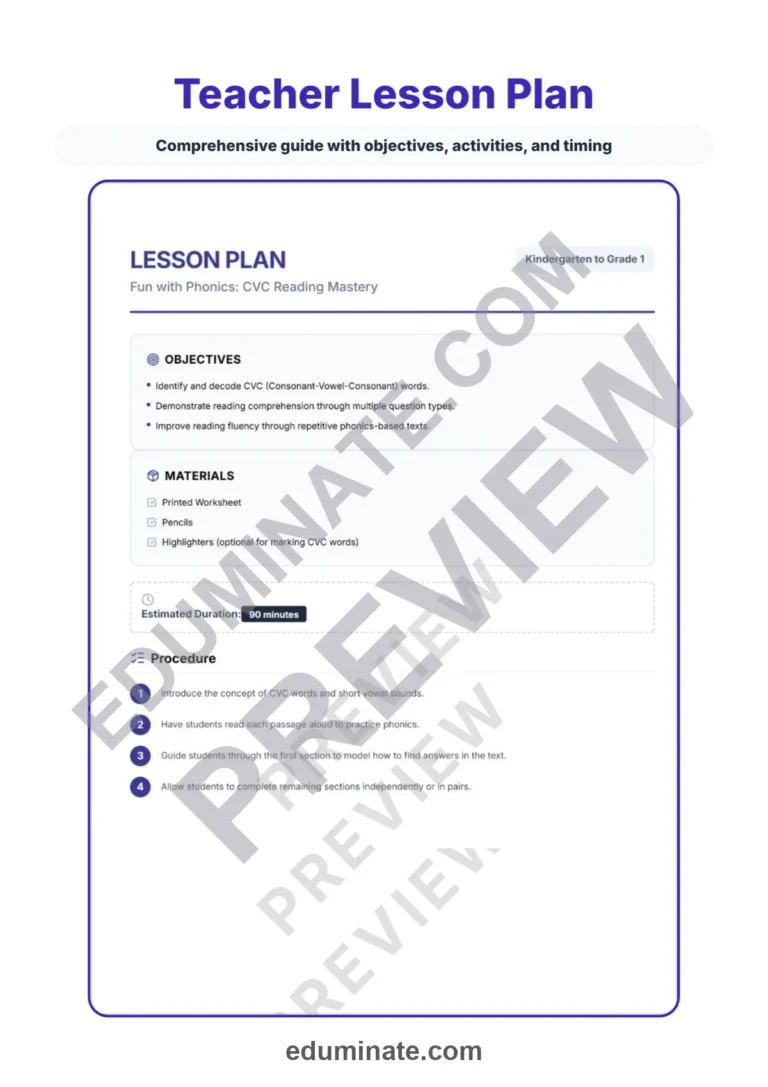 CVC Reading Passages Worksheets for Kindergarten and First Grade Phonics Set sample page 2