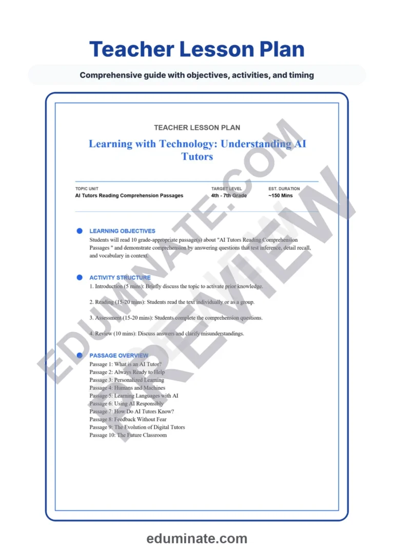 Reading Comprehension on Artificial Intelligence – AI Tutors Reading Passages sample page 2