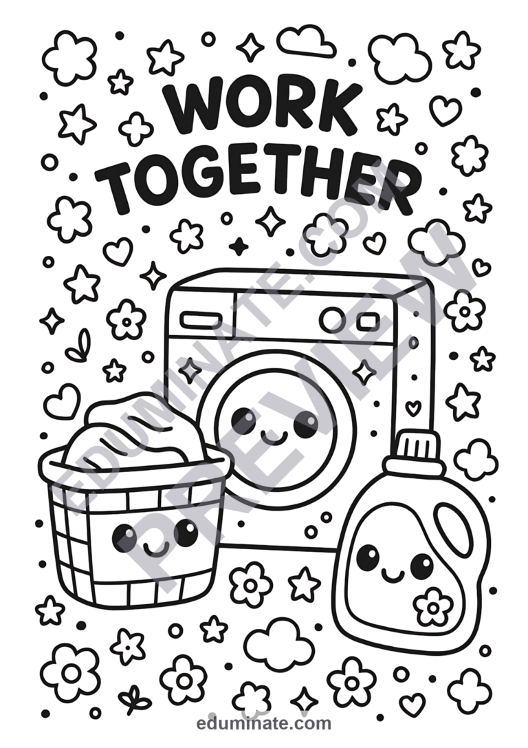 Helping Others Coloring Pages Home Cooperation Life Skills Sheets for Kids sample page 2