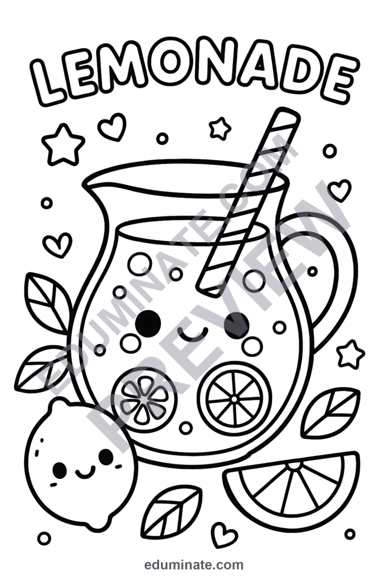 Lemonade Stand Coloring Pages Summer Pretend Play Activity Sheets for Kids sample page 2