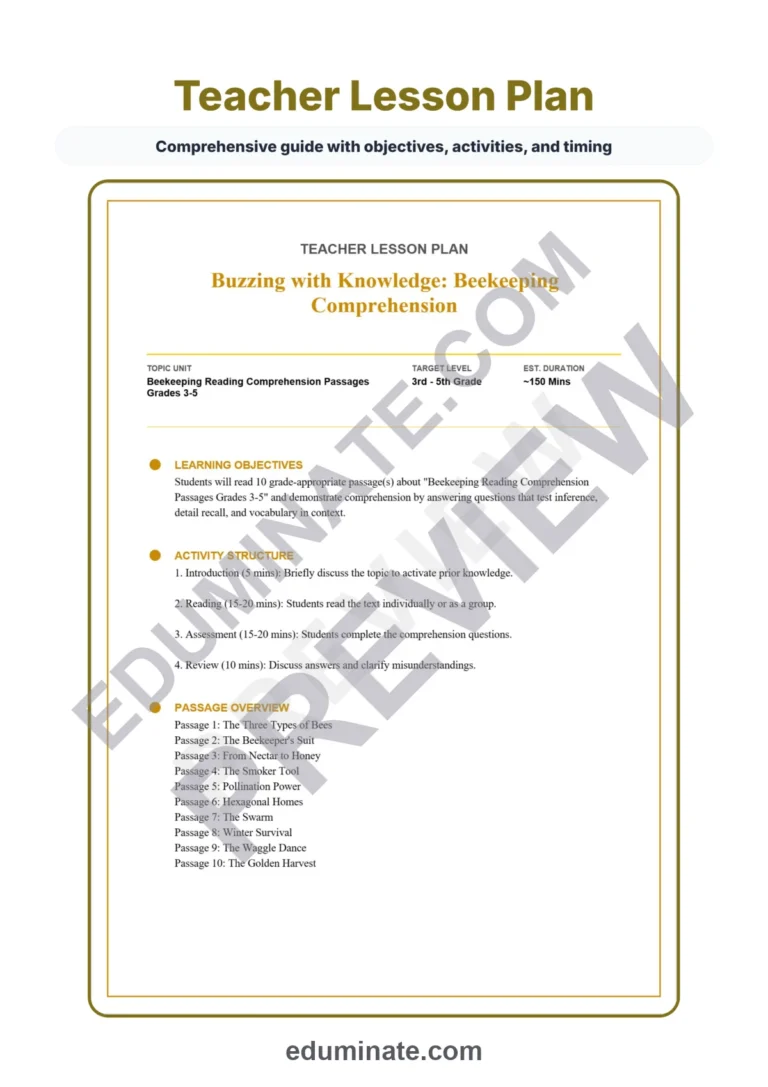 Beekeeping Reading Comprehension Passages And Questions Worksheets Packet sample page 2