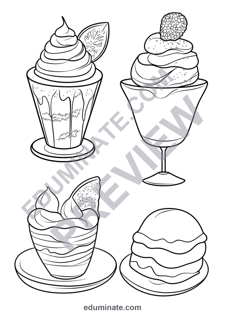 Dessert Coloring Pages Sweet Treats Coloring Sheets for Kids 80 Activity Pages sample page 3