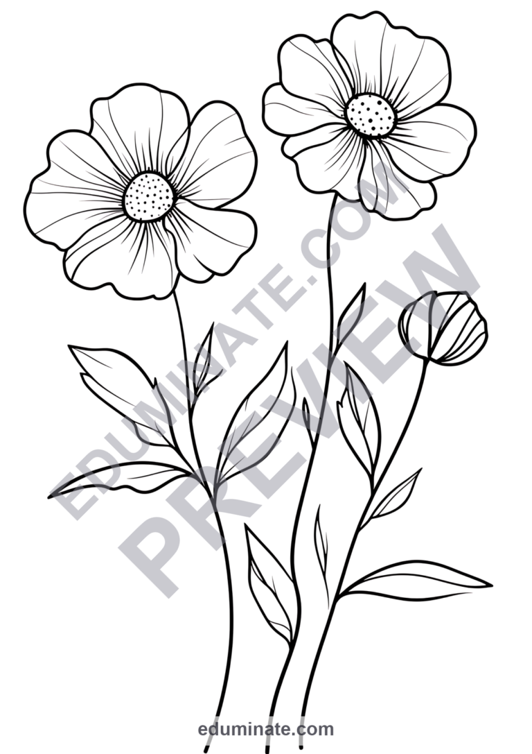 Spring Flower Coloring Pages Botanical Floral Sheets 40 Printable Activities sample page 3