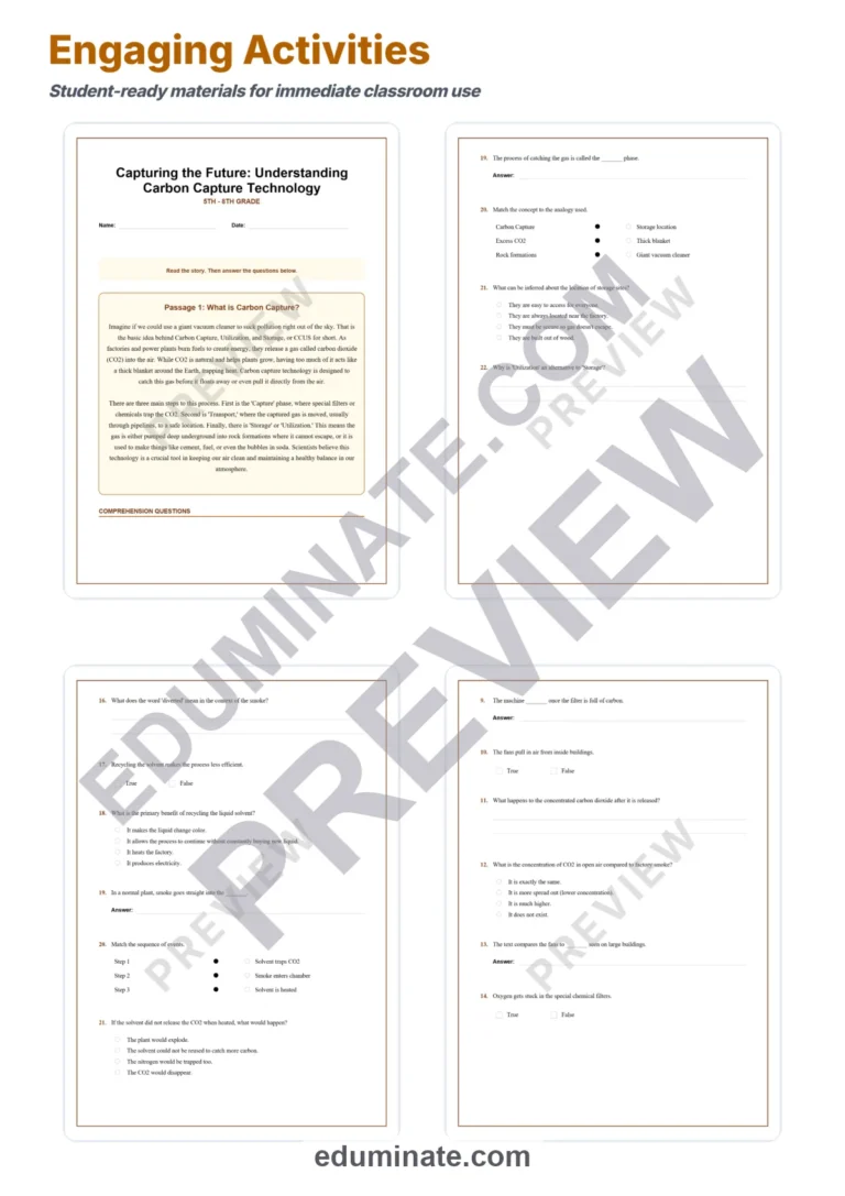 Carbon Capture Reading Comprehension Passages And Questions Worksheets Packet sample page 3