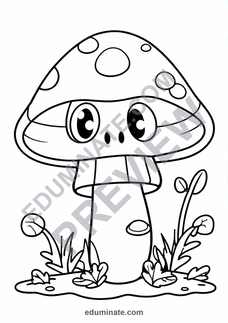 Mushroom Coloring Pages Forest Toadstools Art Activity Sheets Pack for Kids sample page 3