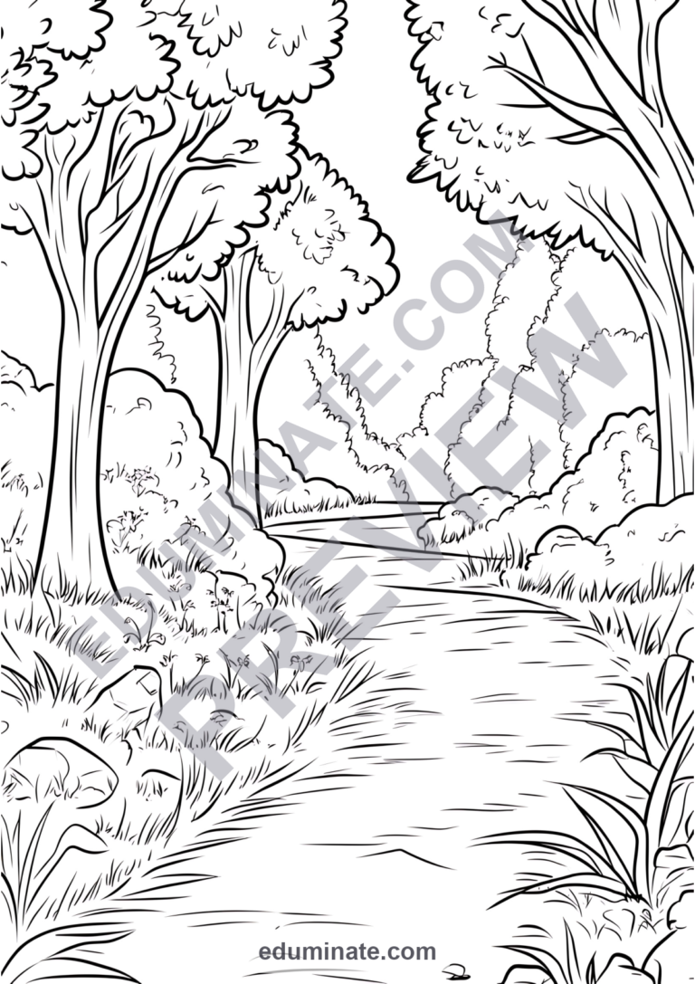 Nature Walk Coloring Pages Outdoor Explorer Art Activity Pack for Kids Fun sample page 3