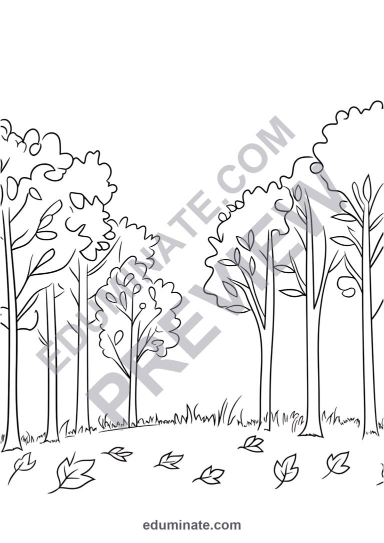 November Coloring Pages | Autumn Leaves and Fall Scenes Activity Sheets for Kids sample page 3
