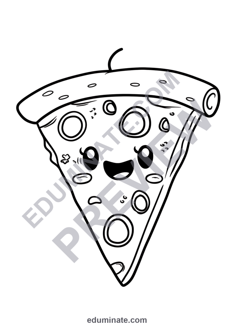 Printable Pizza Coloring Pages Fun Food Slices Activity Pack for Kids Art sample page 3
