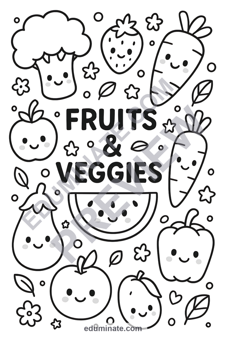 Fruits and Vegetables Coloring Pages Healthy Food 40 Cute Printable Sheets sample page 3