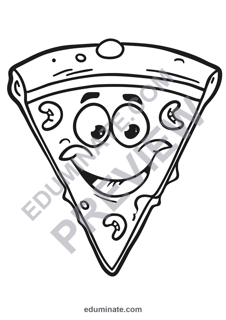 Pizza Slice Coloring Pages Restaurant Menu Art Activity Sheets Pack for Kids sample page 3