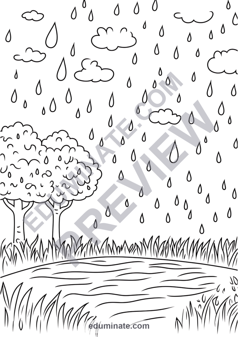 Rainy Day Coloring Pages Weather Storm Art Activity Sheets Pack for Kids Fun sample page 3