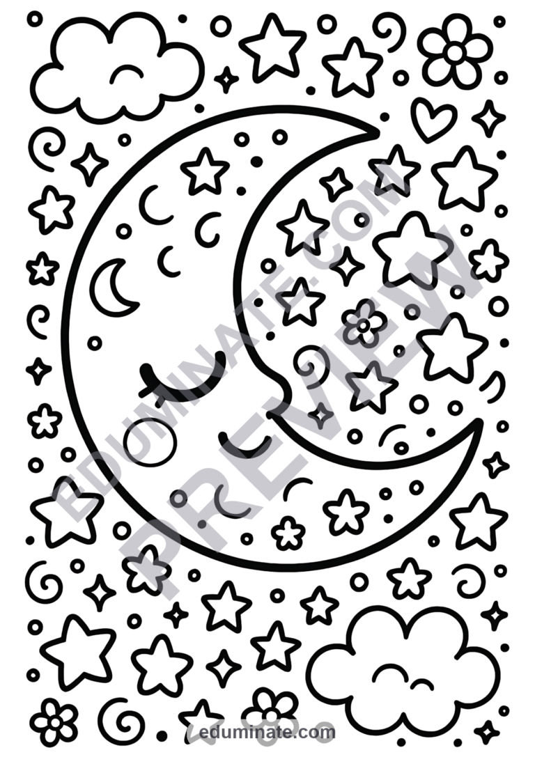 Ramadan Mubarak Coloring Pages Lanterns and Crescent Activity Pack for Kids sample page 3