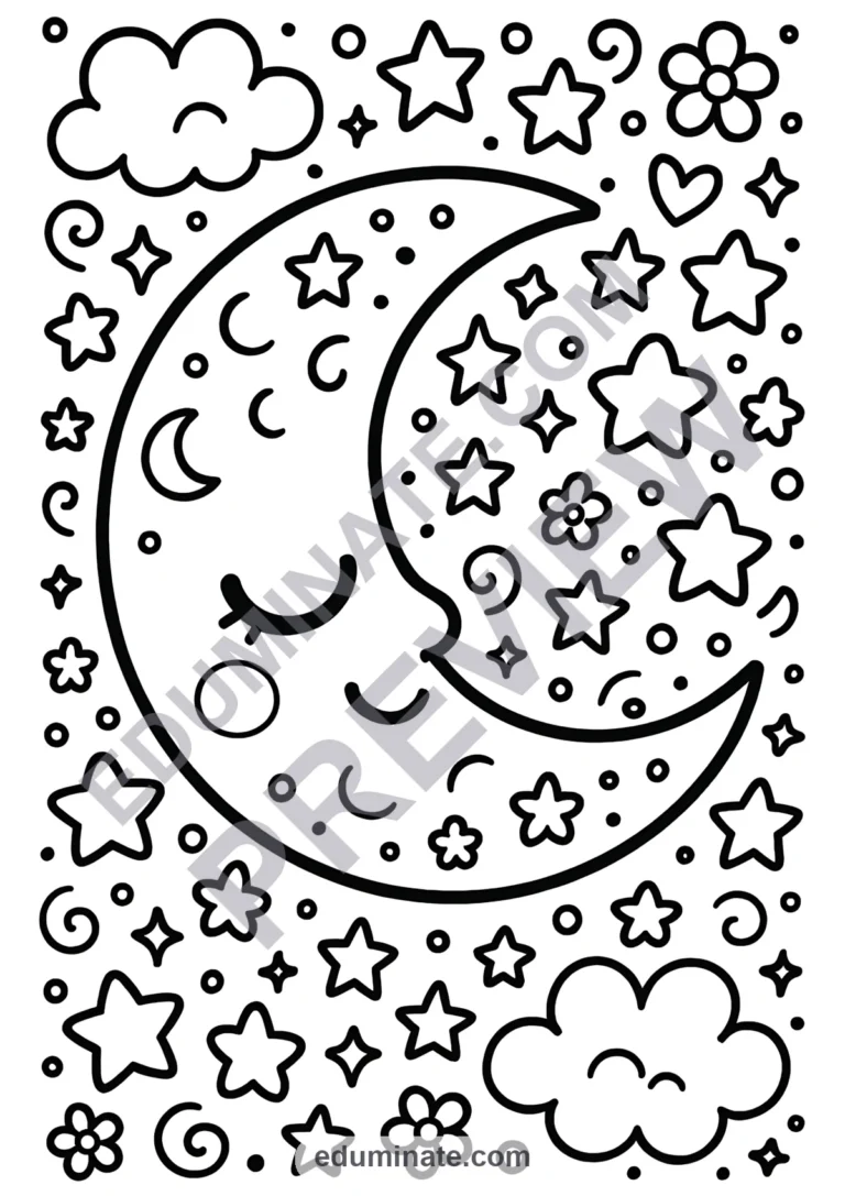 Ramadan Mubarak Coloring Pages Lanterns and Crescent Activity Pack for Kids sample page 3