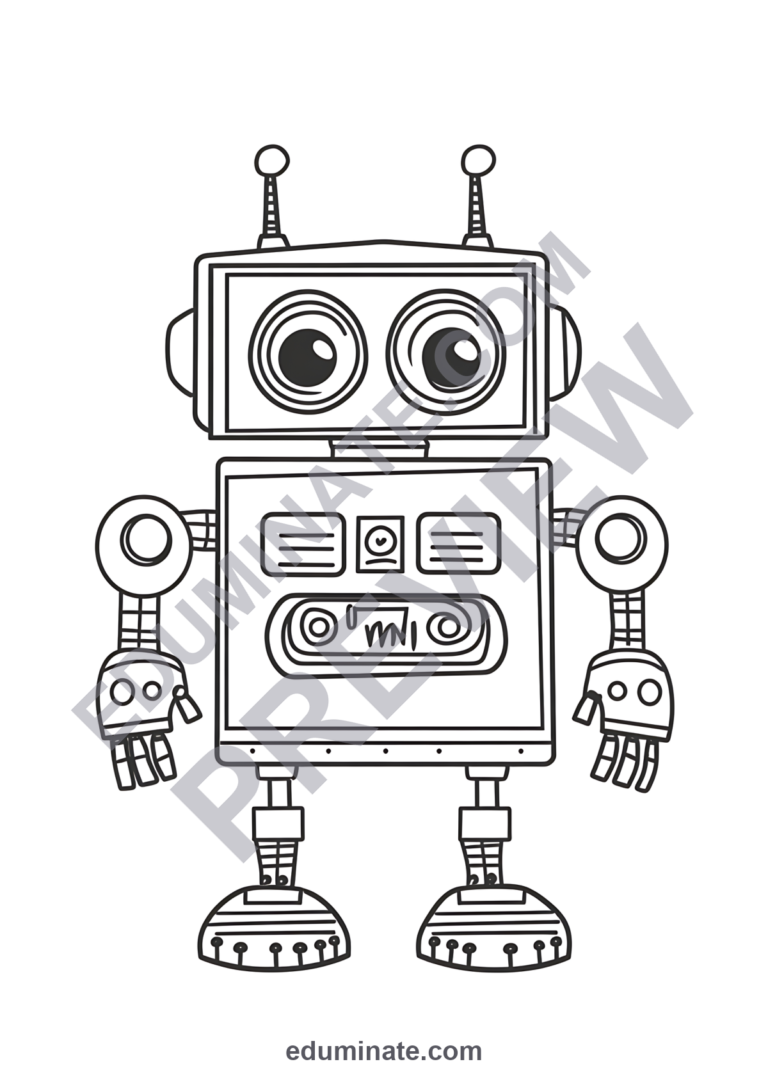 Robot Coloring Pages Technology and STEM Future Activity Sheets Pack Kids sample page 3