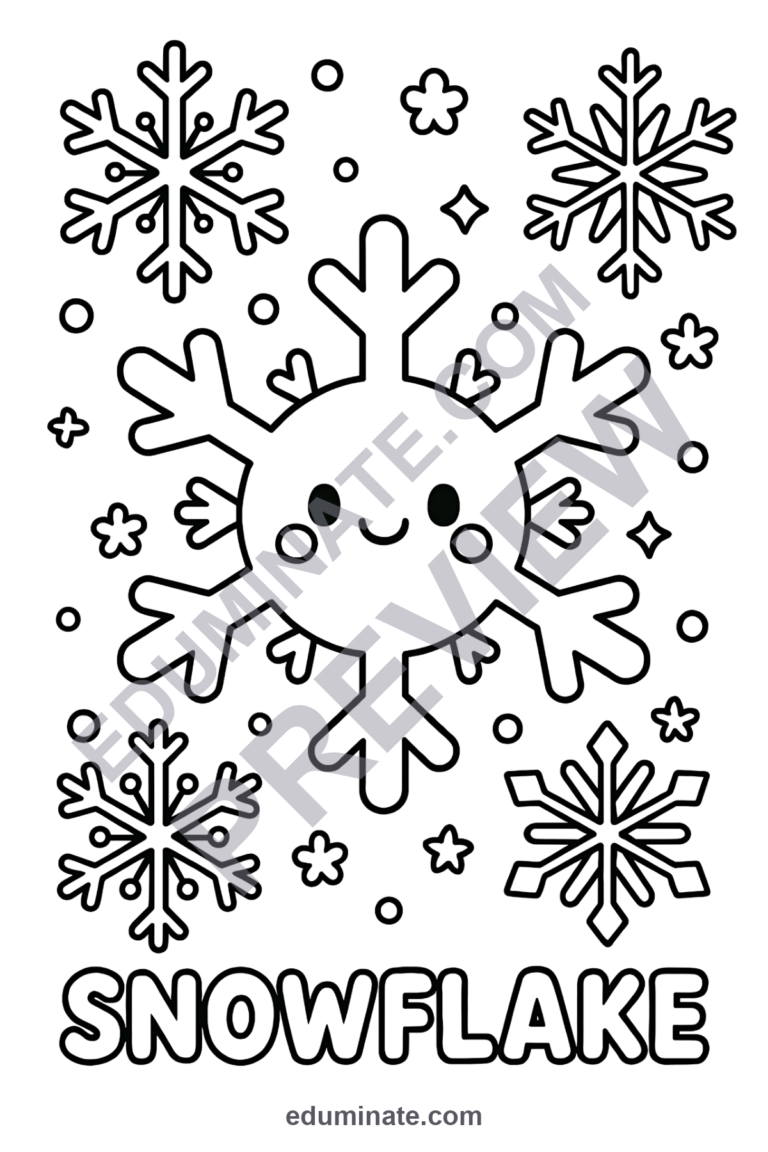 Snowflake Coloring Pages 100 Cute Winter Crystal Art Activity Worksheets Sheets sample page 3